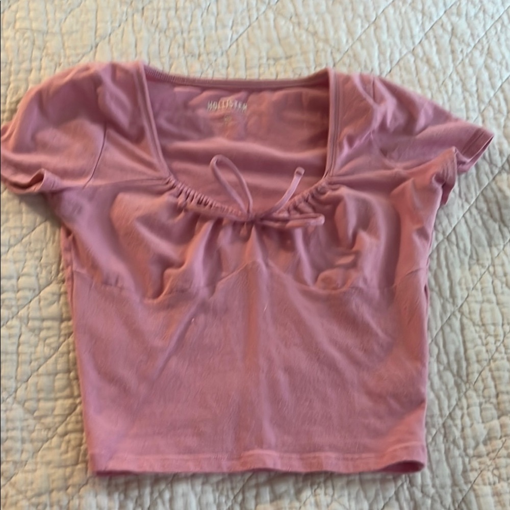 Hollister Light Pink Ruched Crop Top